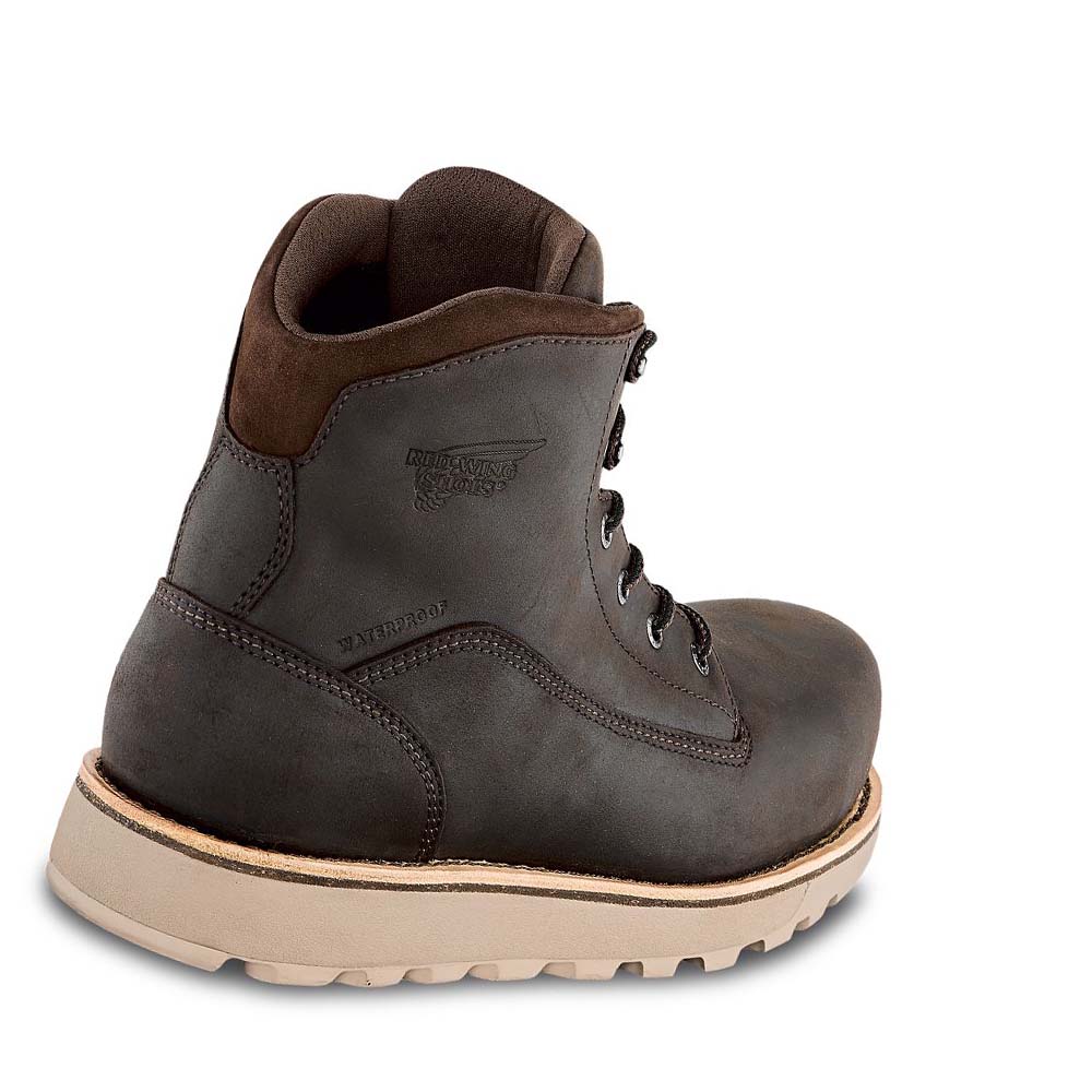 Red Wing Traction Tred Lite 6-inch Safety Toe Men's Waterproof Boots Coffee | ZA 57ILH